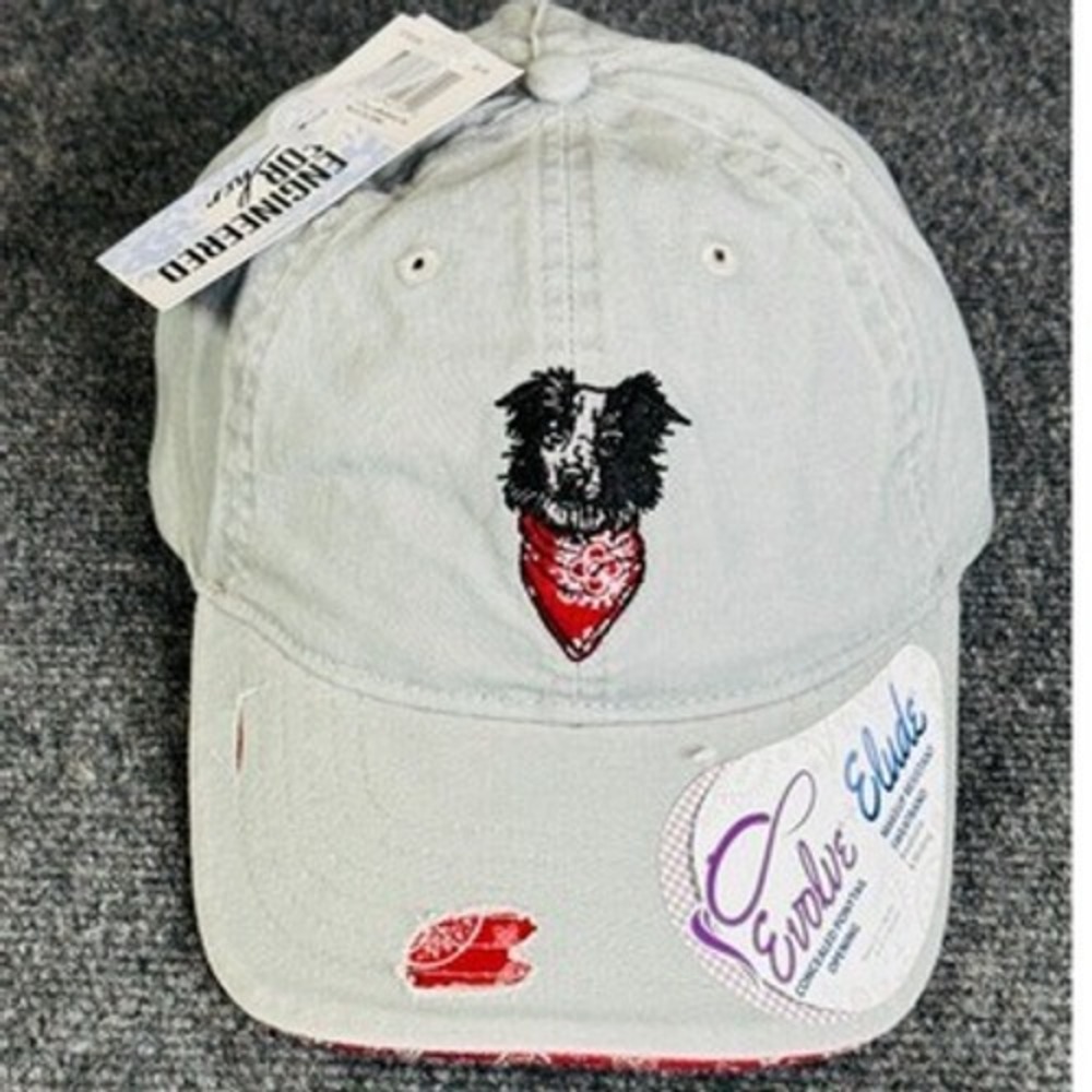 Infinity Her Women‎ Gray Dog Bandana Ponytail Baseball Cap Hat New Distressed